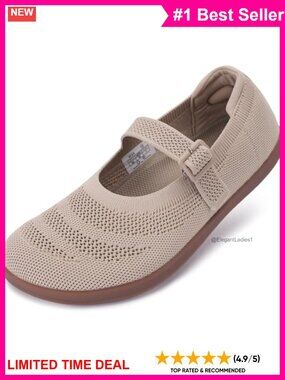 Wide Toe Box Barefoot Knit Mary Jane Flats Zero Drop Walking Shoes